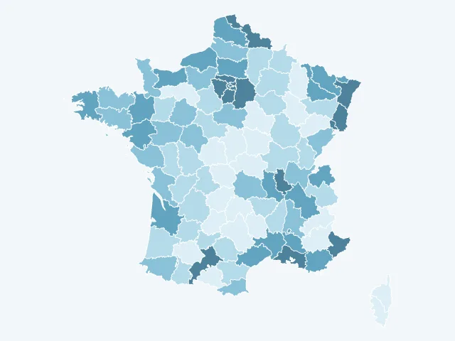 Carte de France de la densité de population par département