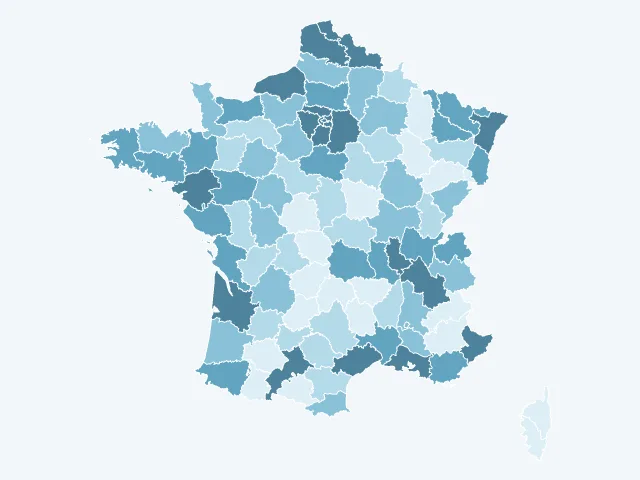 Carte de France du nombre d'habitants par département