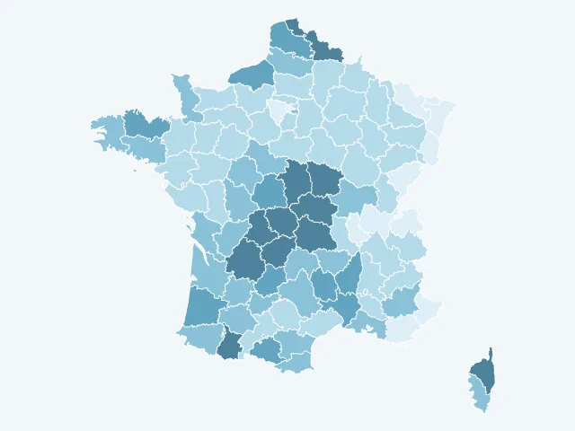 Carte de France du vote Fabien Roussel par département