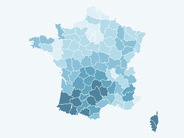 Carte de France du vote Jean Lassalle par département