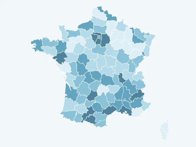 Carte de France du vote Jean-Luc Mélenchon par département