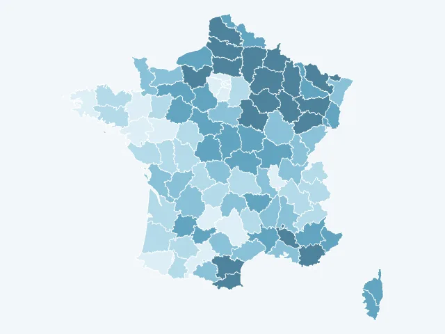 Carte de France du vote Marine Le Pen par département