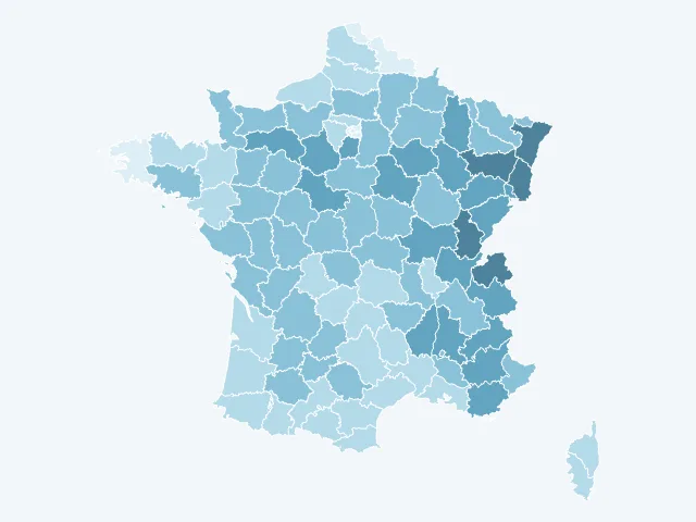 Carte de France du vote Nicolas Dupont-Aignan par département