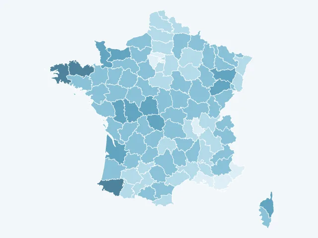 Carte de France du vote Philippe Poutou par département