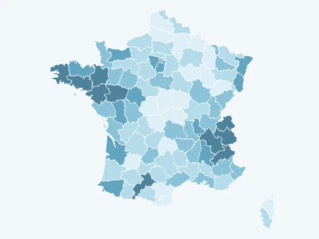 Carte de France du vote Yannick Jadot par département