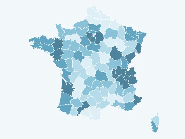 Carte de France du revenu moyen par département
