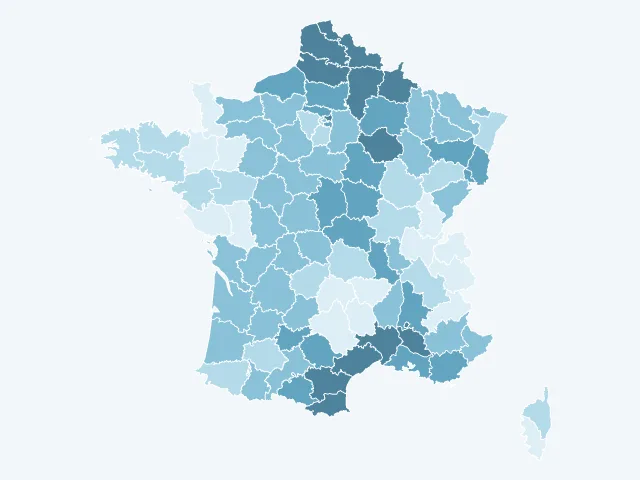 Carte de France du taux de chômage par département