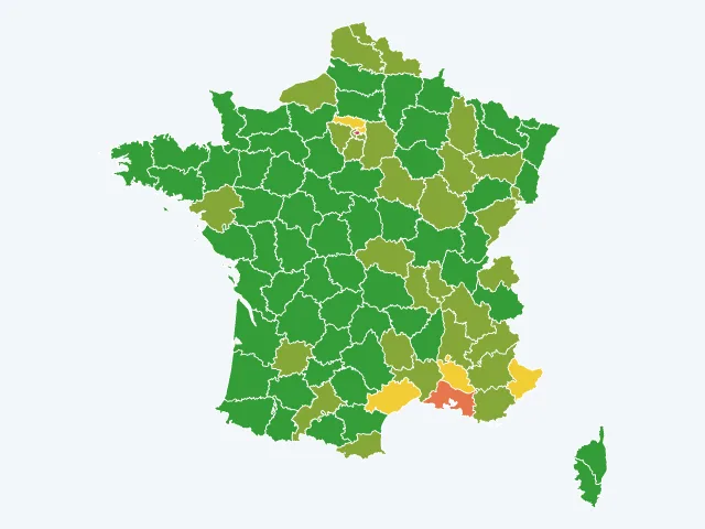 Carte de France des infractions liées aux stupéfiants par département