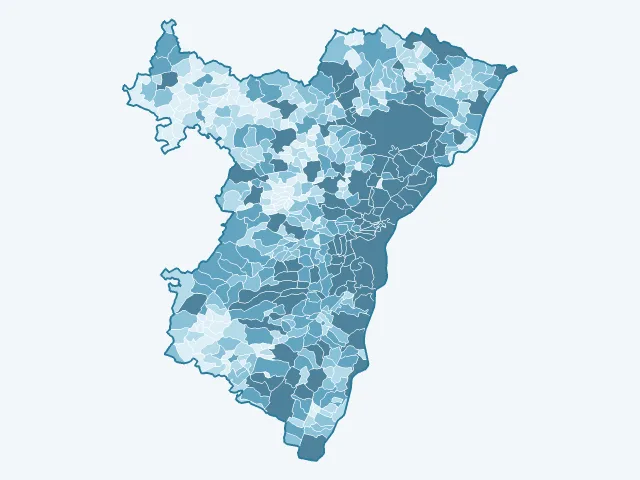Carte du nombre d'habitants dans le Bas-Rhin (67)