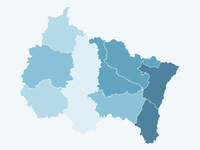 Carte de la densité de population dans le Grand Est