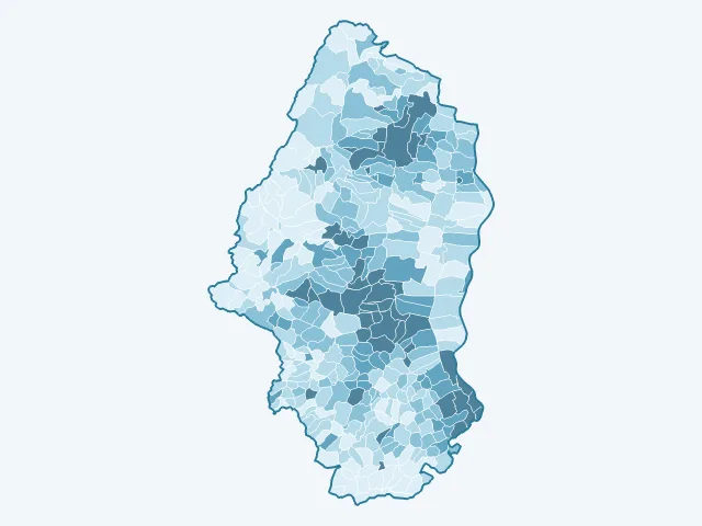 Carte de la densité de population dans le Haut-Rhin (68)