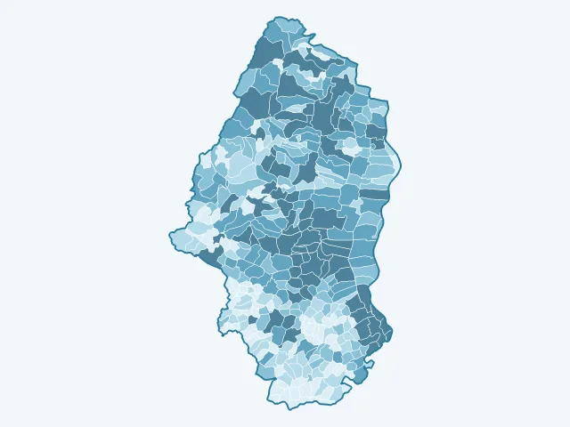 Carte du nombre d'habitants dans le Haut-Rhin (68)