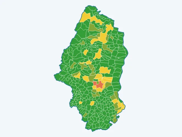 Carte de l'indice de tranquillité dans le Haut-Rhin (68)