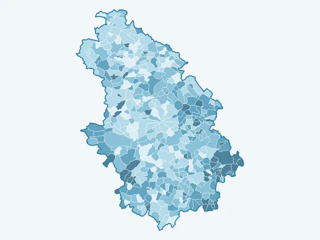 Carte de l'âge moyen dans la Haute-Marne (52)