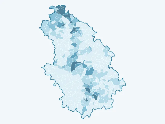 Carte de la densité de population dans la Haute-Marne (52)