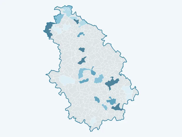 Carte de l'évolution des prix immobiliers dans la Haute-Marne (52)