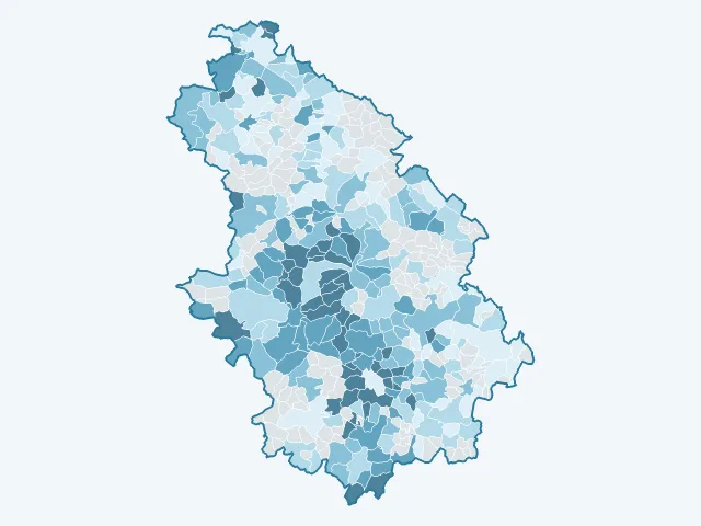 Carte du revenu moyen dans la Haute-Marne (52)