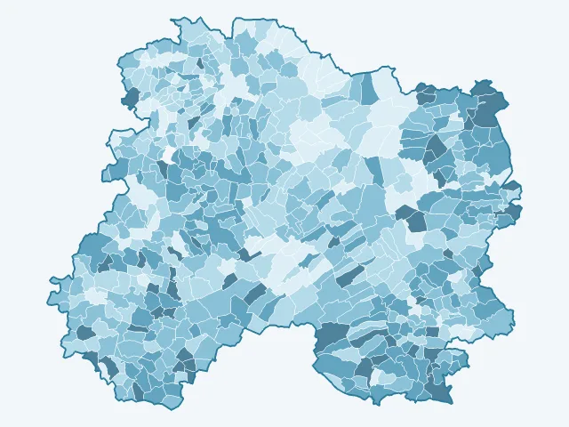 Carte de l'âge moyen dans la Marne (51)