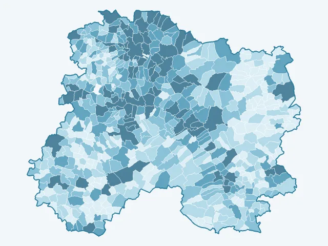 Carte du nombre d'habitants dans la Marne (51)