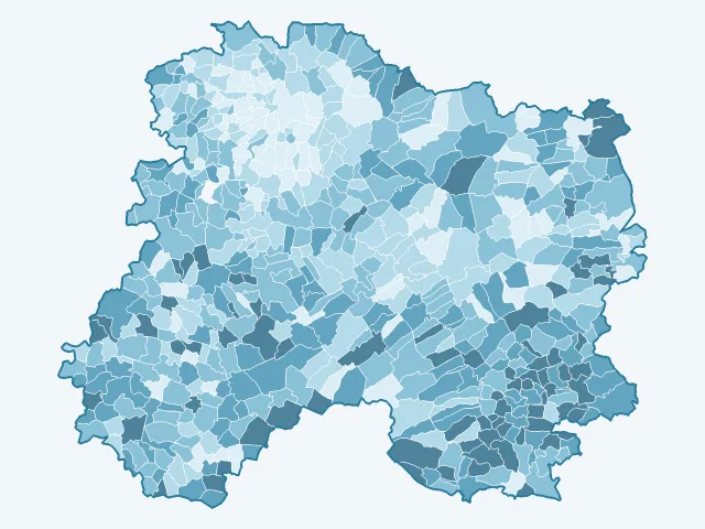 Carte du vote Marine Le Pen dans la Marne (51)