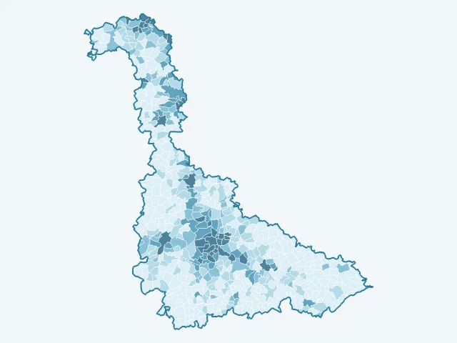 Carte de la densité de population dans la Meurthe-et-Moselle (54)