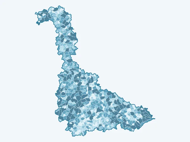 Carte de la superficie dans la Meurthe-et-Moselle (54)