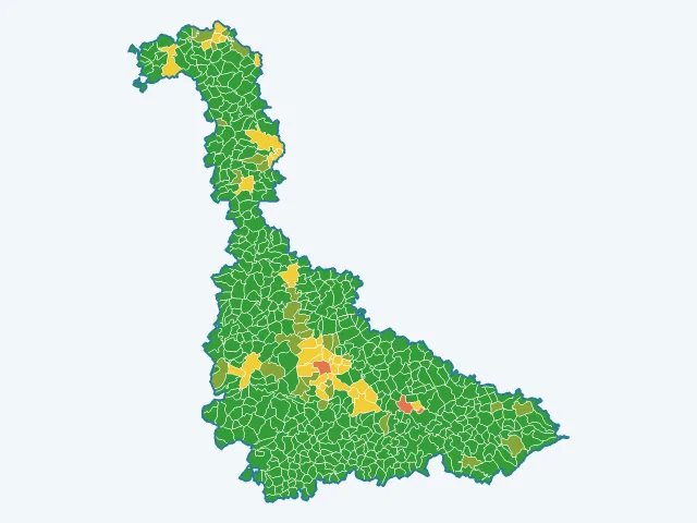 Carte de l'indice de tranquillité dans la Meurthe-et-Moselle (54)