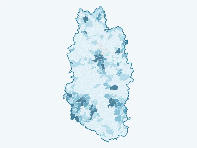 Carte de la densité de population dans la Meuse (55)