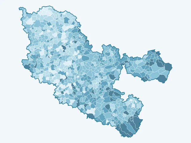 Carte de l'âge moyen dans la Moselle (57)