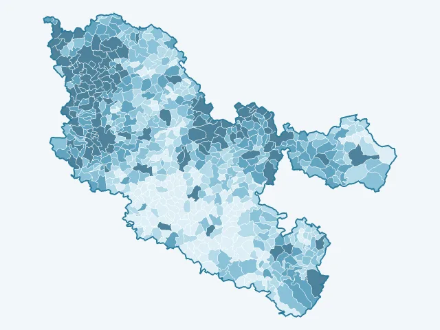 Carte du nombre d'habitants dans la Moselle (57)