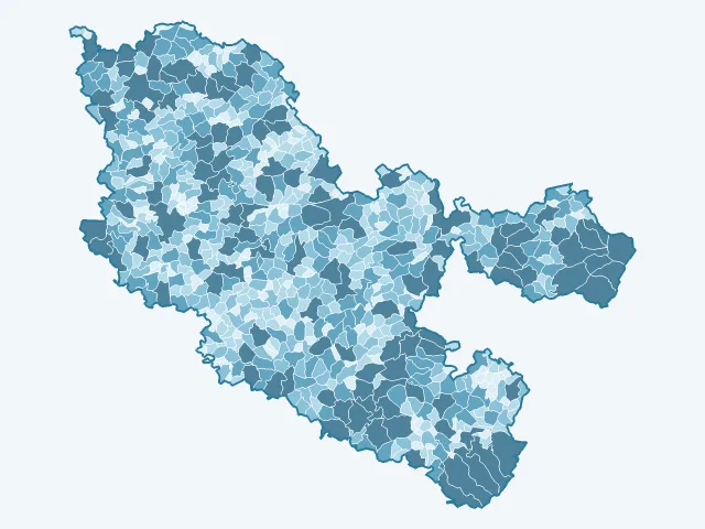 Carte de la superficie dans la Moselle (57)
