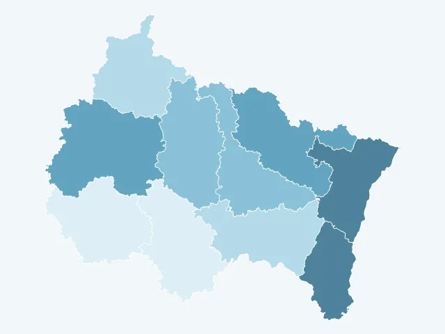 Carte de la population active dans le Grand Est