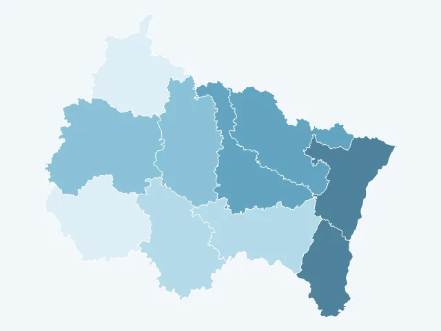 Carte du revenu moyen dans le Grand Est