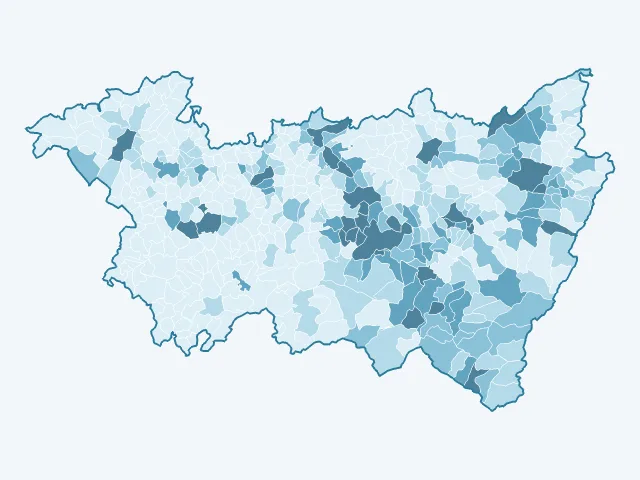 Carte de la densité de population dans les Vosges (88)
