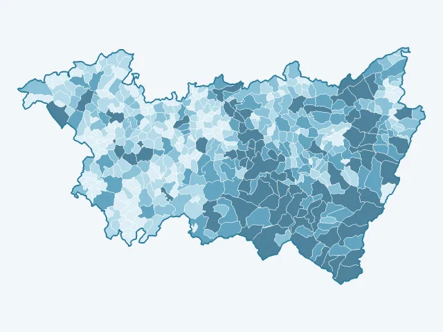 Carte du nombre d'habitants dans les Vosges (88)
