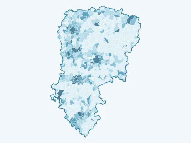 Carte de la densité de population dans l'Aisne (02)