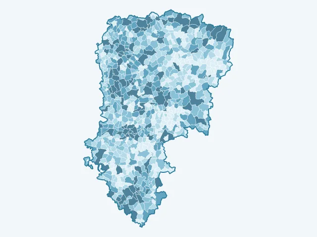 Carte du nombre d'habitants dans l'Aisne (02)