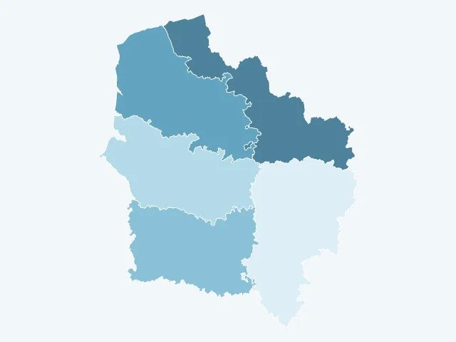 Carte de la densité de population dans les Hauts-de-France