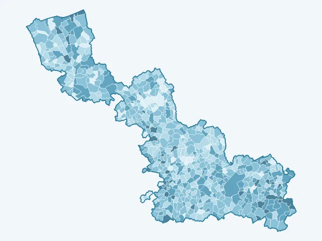 Carte de l'âge moyen dans le Nord (59)
