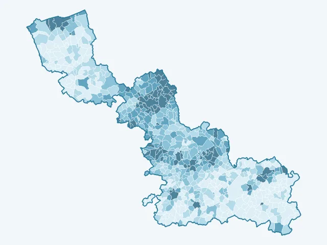 Carte de la densité de population dans le Nord (59)