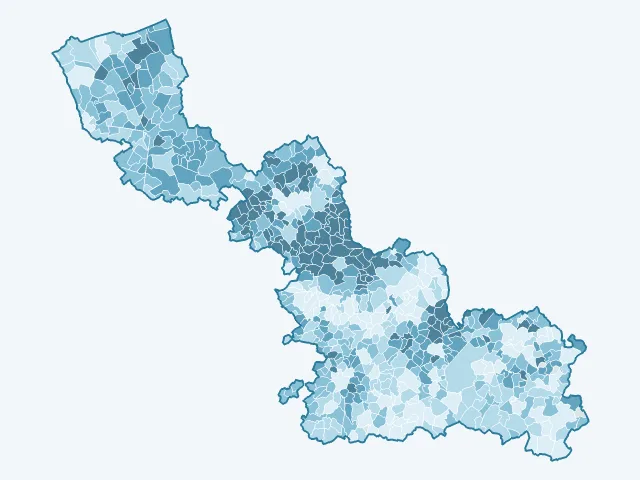 Carte du revenu moyen dans le Nord (59)