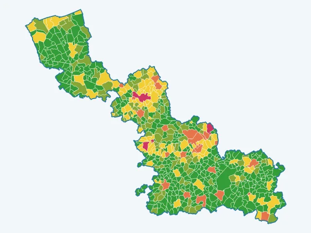 Carte de l'indice de tranquillité dans le Nord (59)