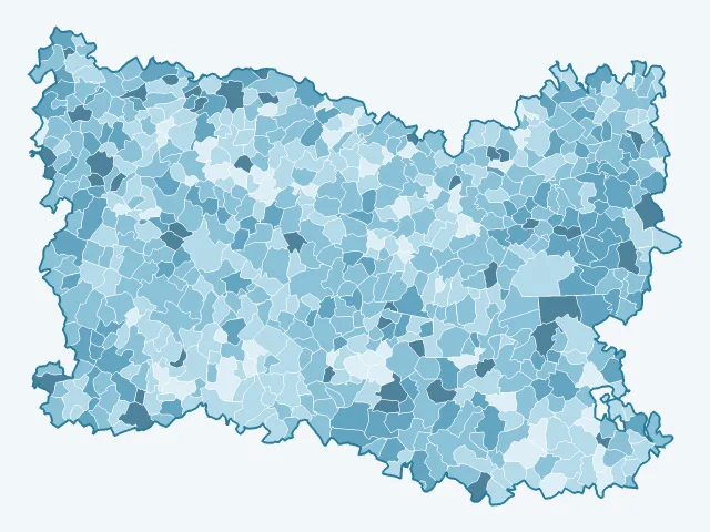 Carte de l'âge moyen dans l'Oise (60)