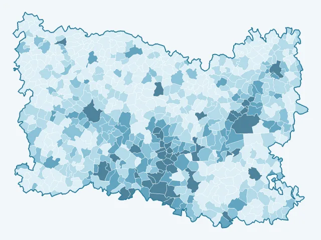 Carte de la densité de population dans l'Oise (60)