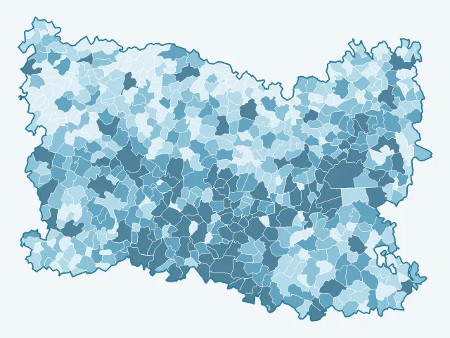 Carte du nombre d'habitants dans l'Oise (60)