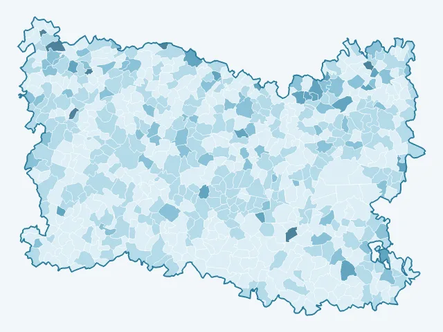 Carte du vote Nathalie Arthaud dans l'Oise (60)