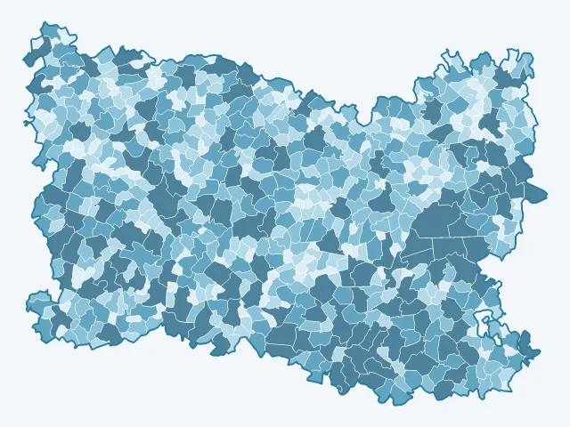 Carte de la superficie dans l'Oise (60)