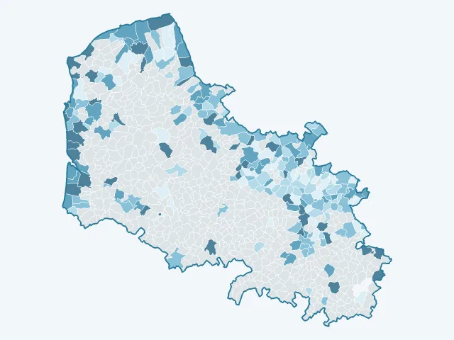 Carte de l'évolution des prix immobiliers dans le Pas-de-Calais (62)