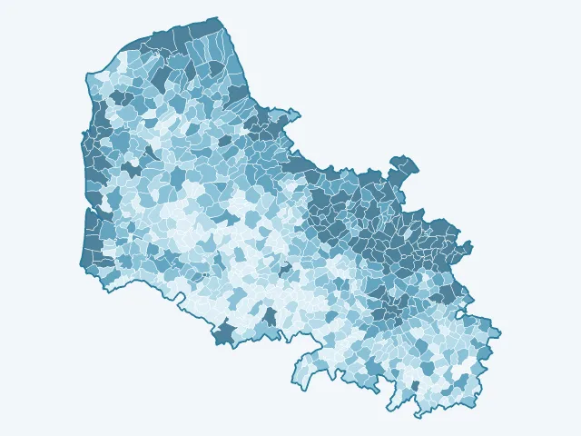 Carte du nombre d'habitants dans le Pas-de-Calais (62)