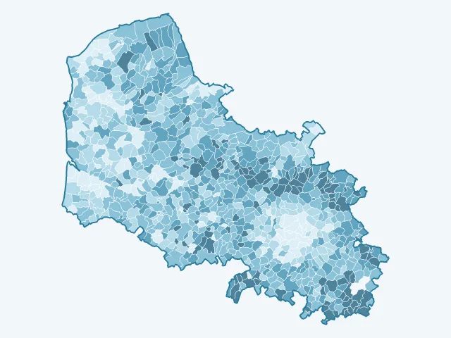 Carte du vote Marine Le Pen dans le Pas-de-Calais (62)